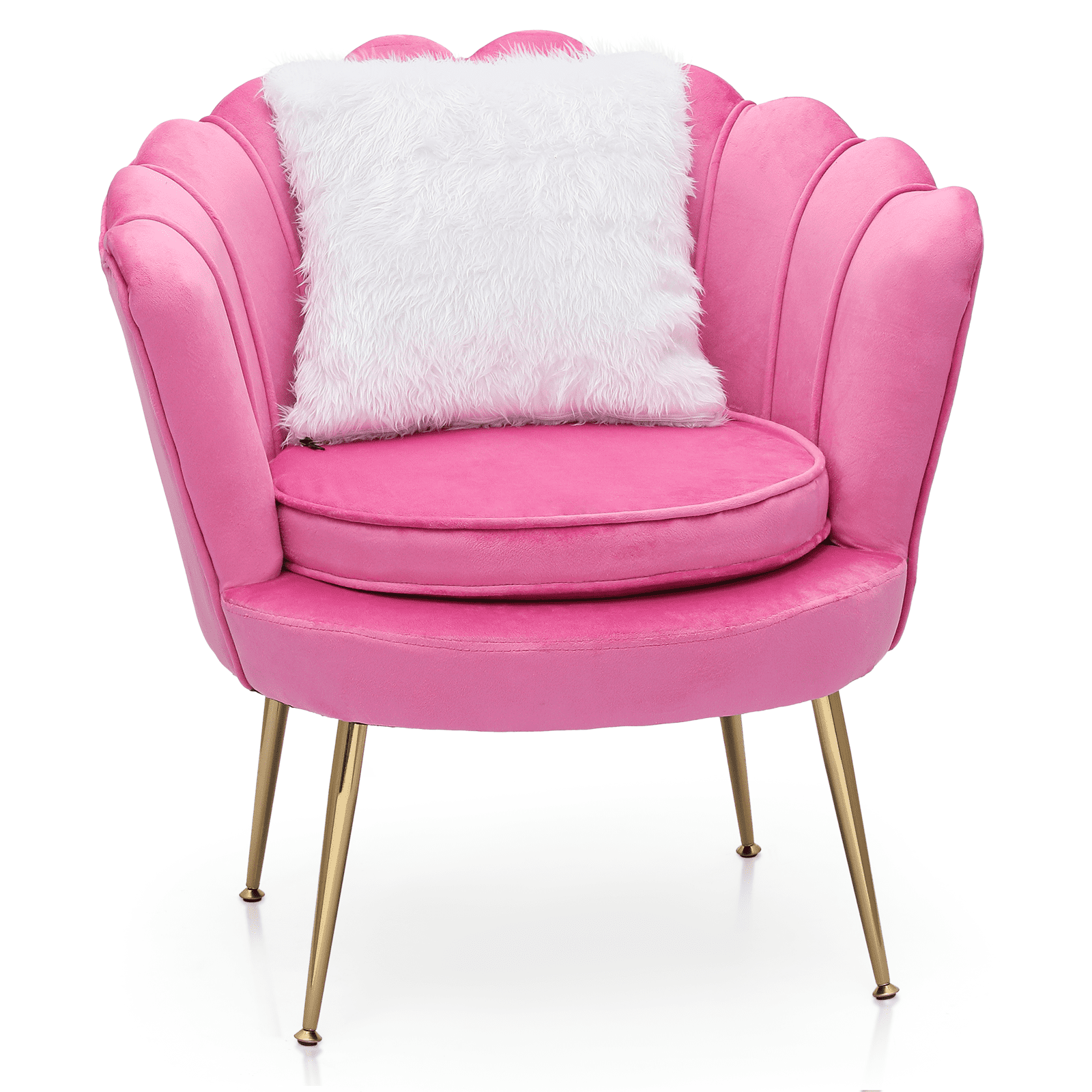 Pink Velvet Tufted Accent Chair with Gold Metal Legs