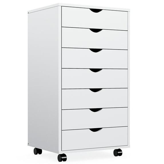 Mobile Chest of Drawers - Versatile Wood Storage Dresser with Wheels for Bedroom, Home, Office, White