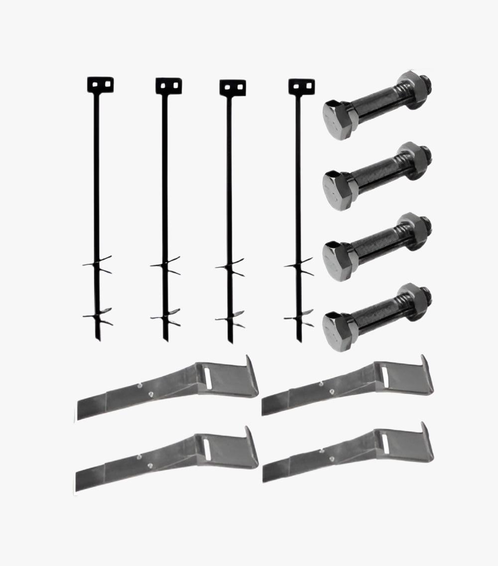 Mobile Home Part Set of 4 Auger Anchors; 4-8 ft Frame Strap, 4 Bolts