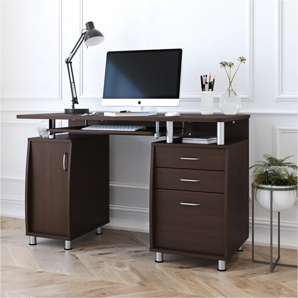 Chocolate MDF Writing Table with Storage and Drawers