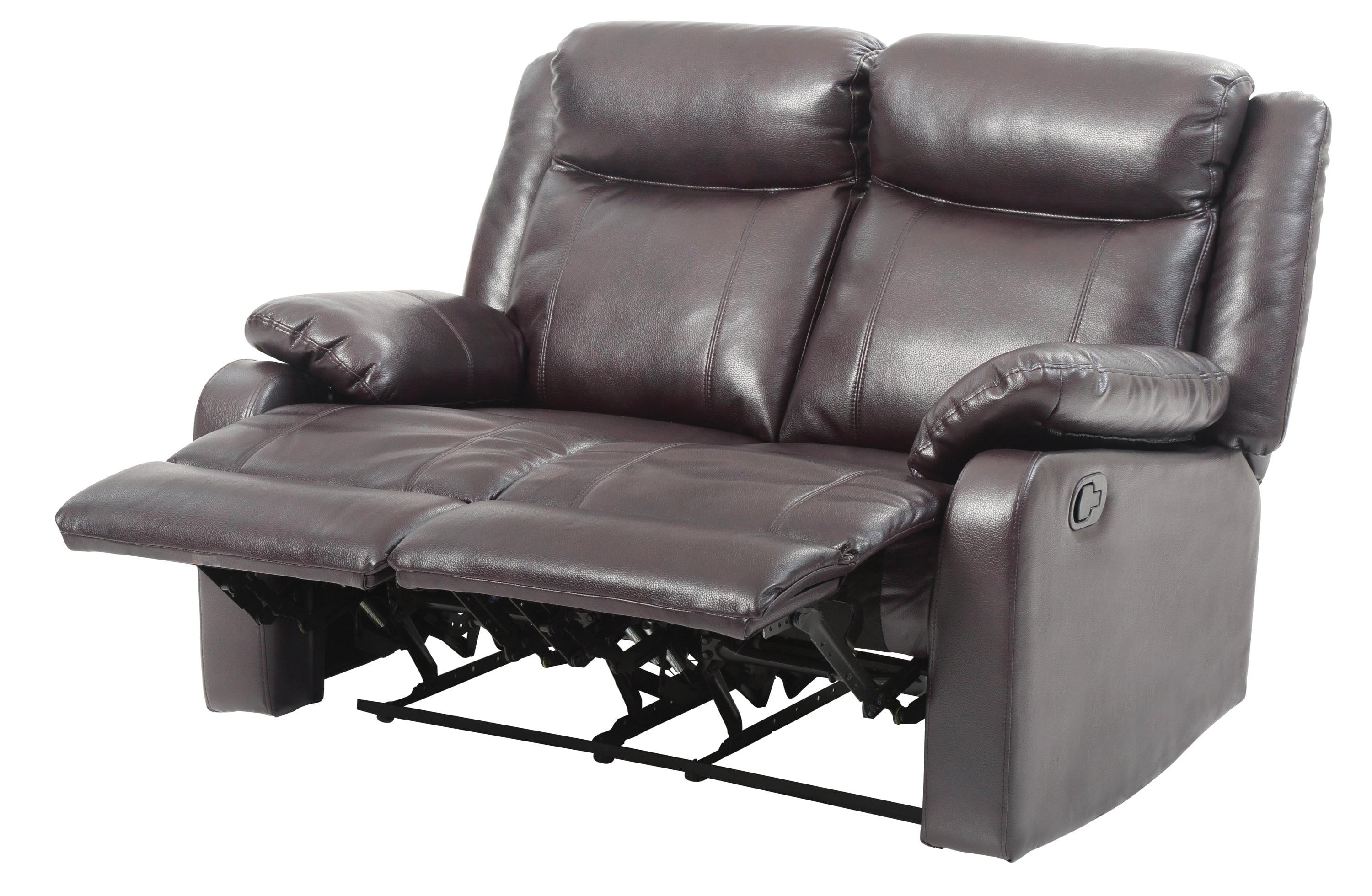Glory Furniture Ward Faux Leather Double Reclining Loveseat in Dark Brown