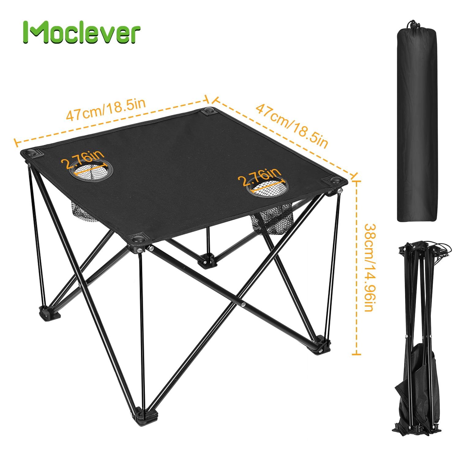 Moclever Camping Mesa Plegable Mesa de Picnic Portátil para Exteriores con Bolsa de Transporte para Portavasos, 18,5 Pulgadas