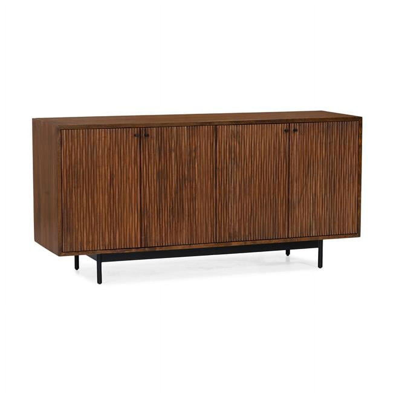 Porto Dark Finish Acacia & Steel Mid-Century Sideboard