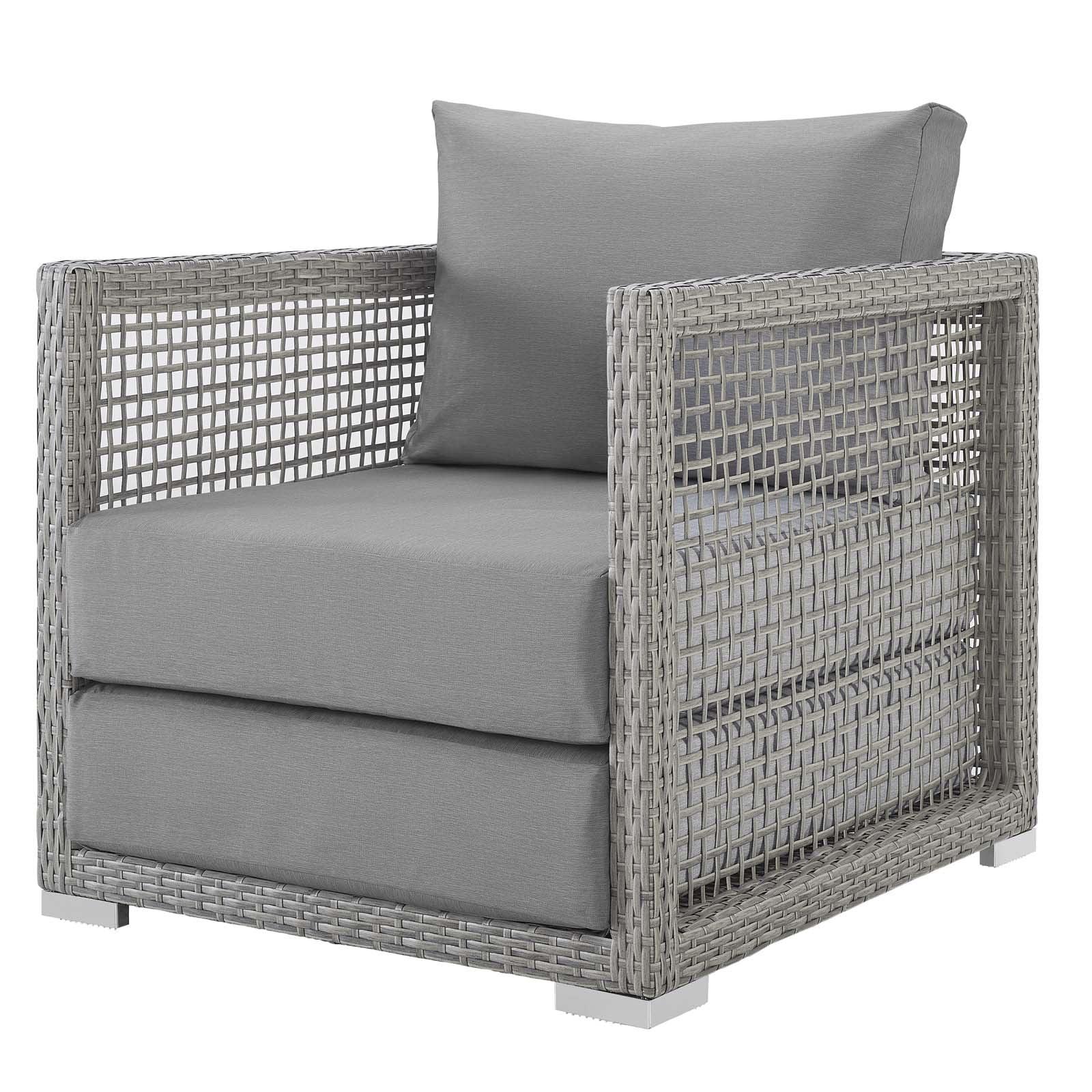 Mod Modern Outdoor Patio Lounge Chair with All-Weather Cushions, Gray