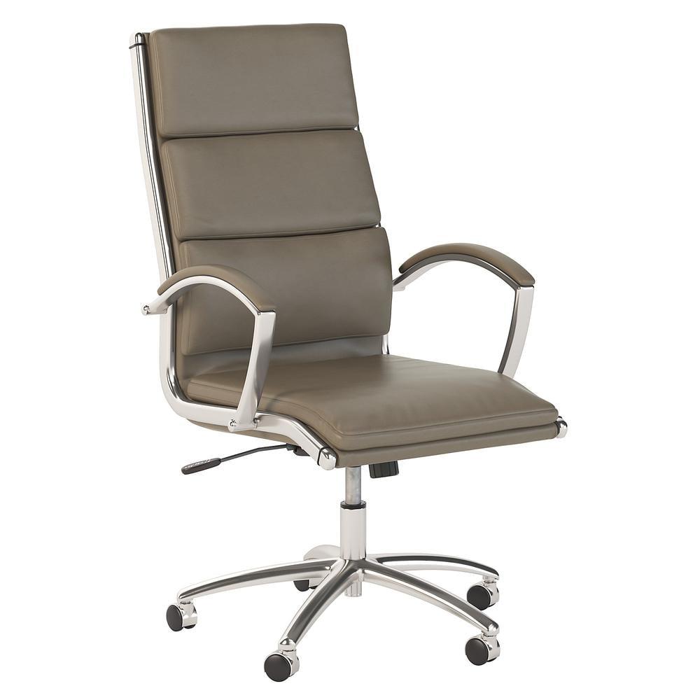 Washed Gray High Back Leather Executive Office Chair with Adjustable Arms