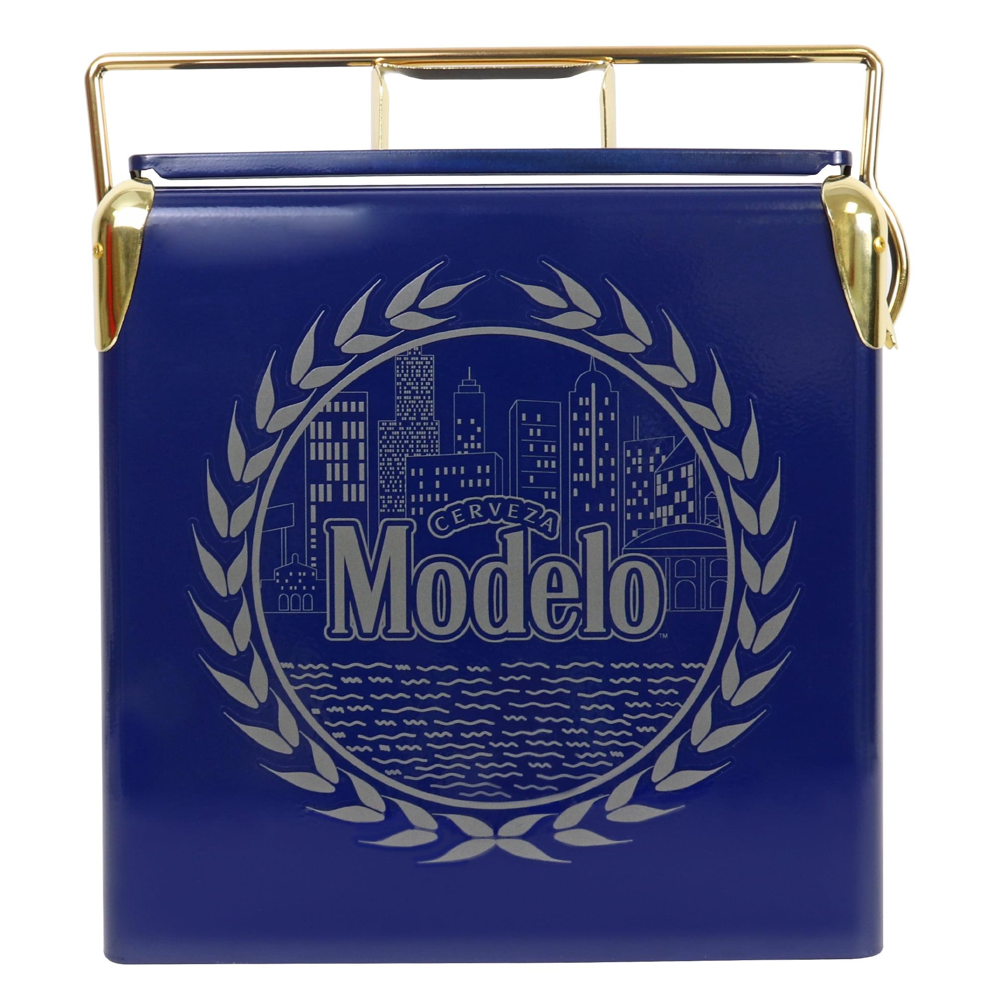 Koolatron Modelo Retro Ice Chest Cooler with Bottle Opener 13L (14 qt), Blue and Gold