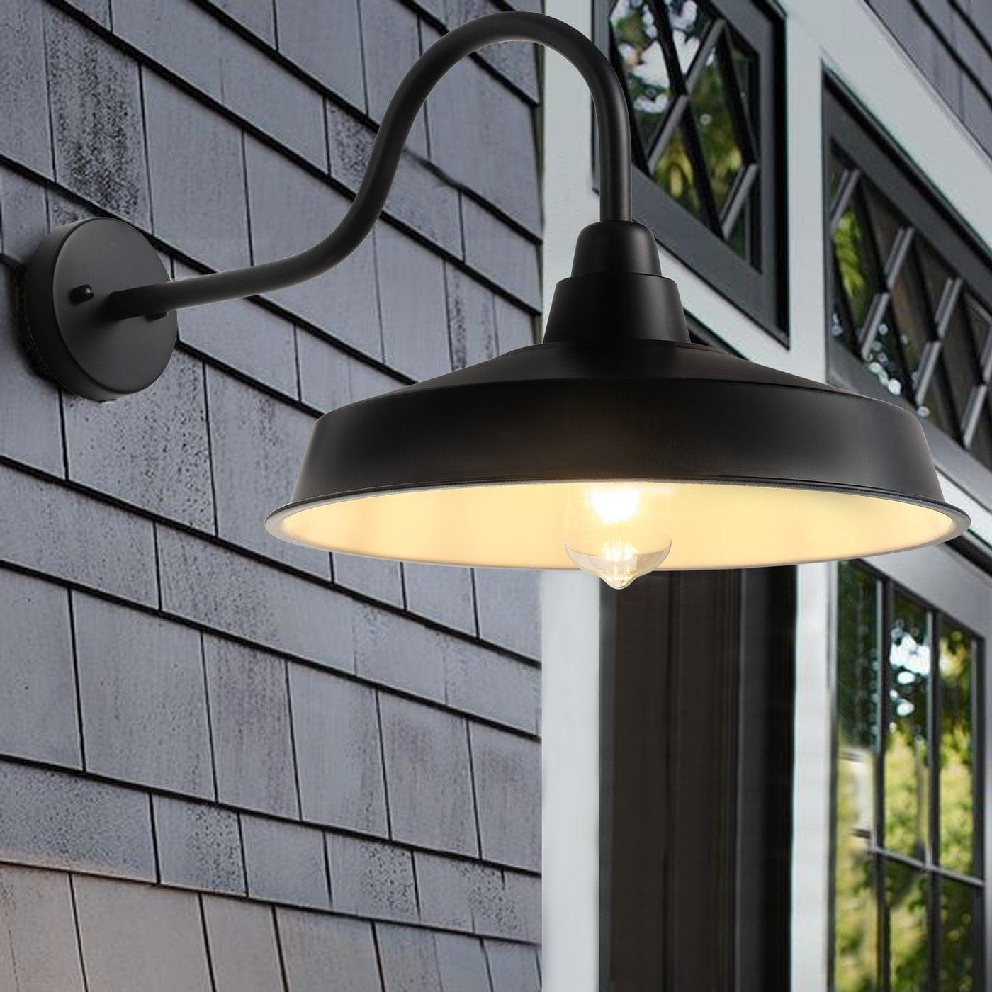 Modern 16 Inch Gooseneck Wall Mount Matte Black Barn Light Fixture