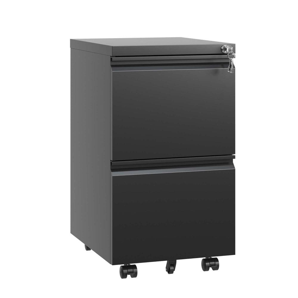 2 Drawer File Cabinet on Wheels, Home Office Mobile Under Desk with Lock, Vertical Files Drawers for Legal/Letter/A4