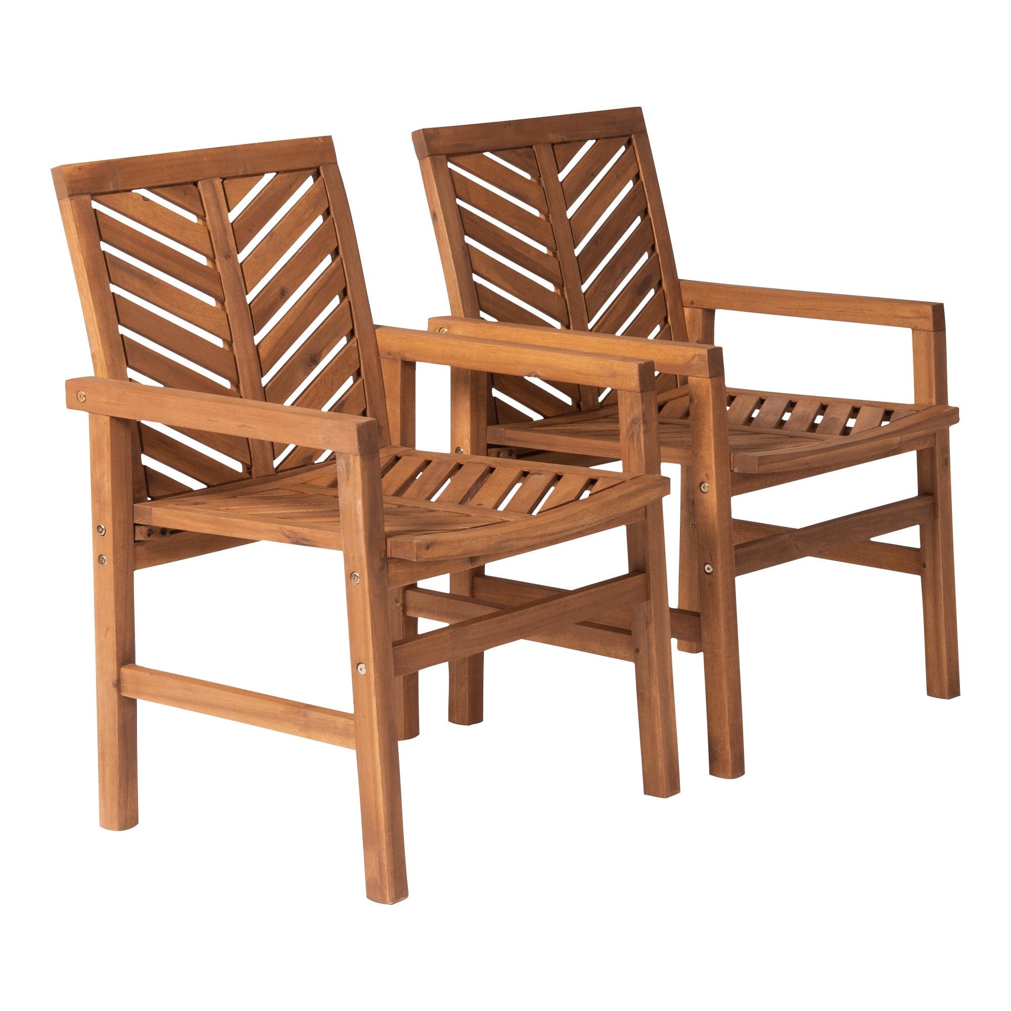 2pk Slatted Chevron Acacia Wood Patio Chairs - Saracina Home