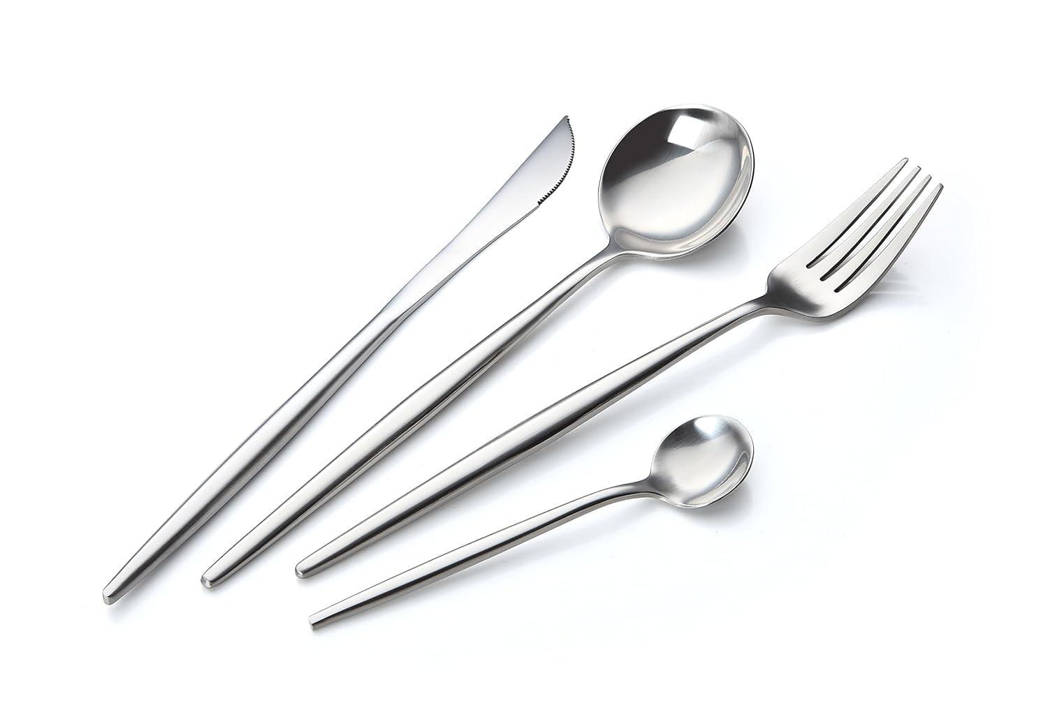 Bruntmor 18/10 Stainless Steel Cutlery Matte Finish - 16 Piece