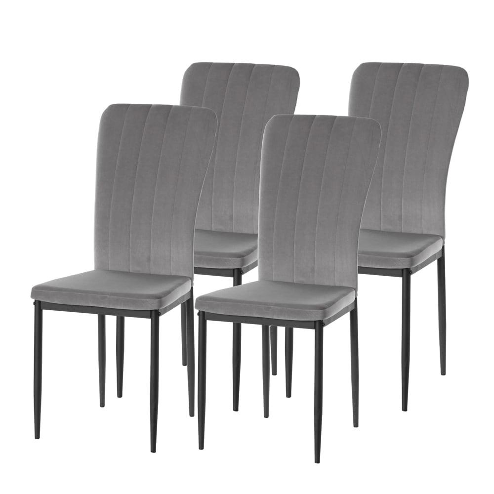 Elegant Gray Velvet Upholstered Metal Side Chair