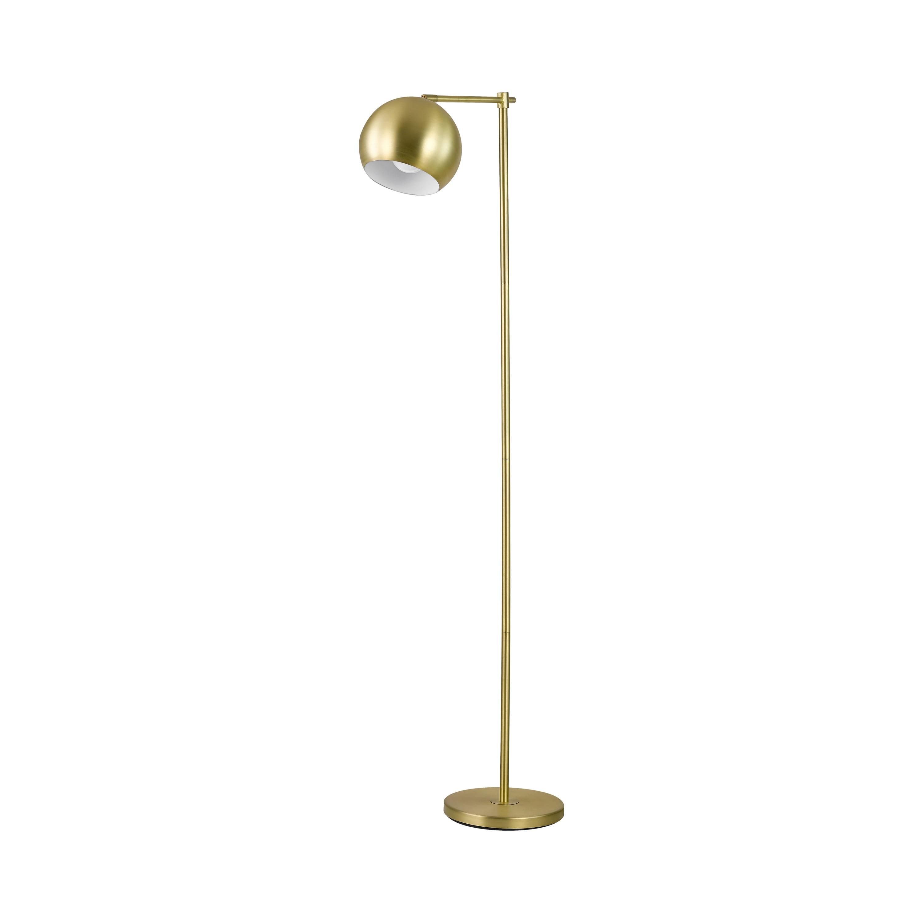 Sleek Transitional Brass Floor Lamp with Rounded Shade