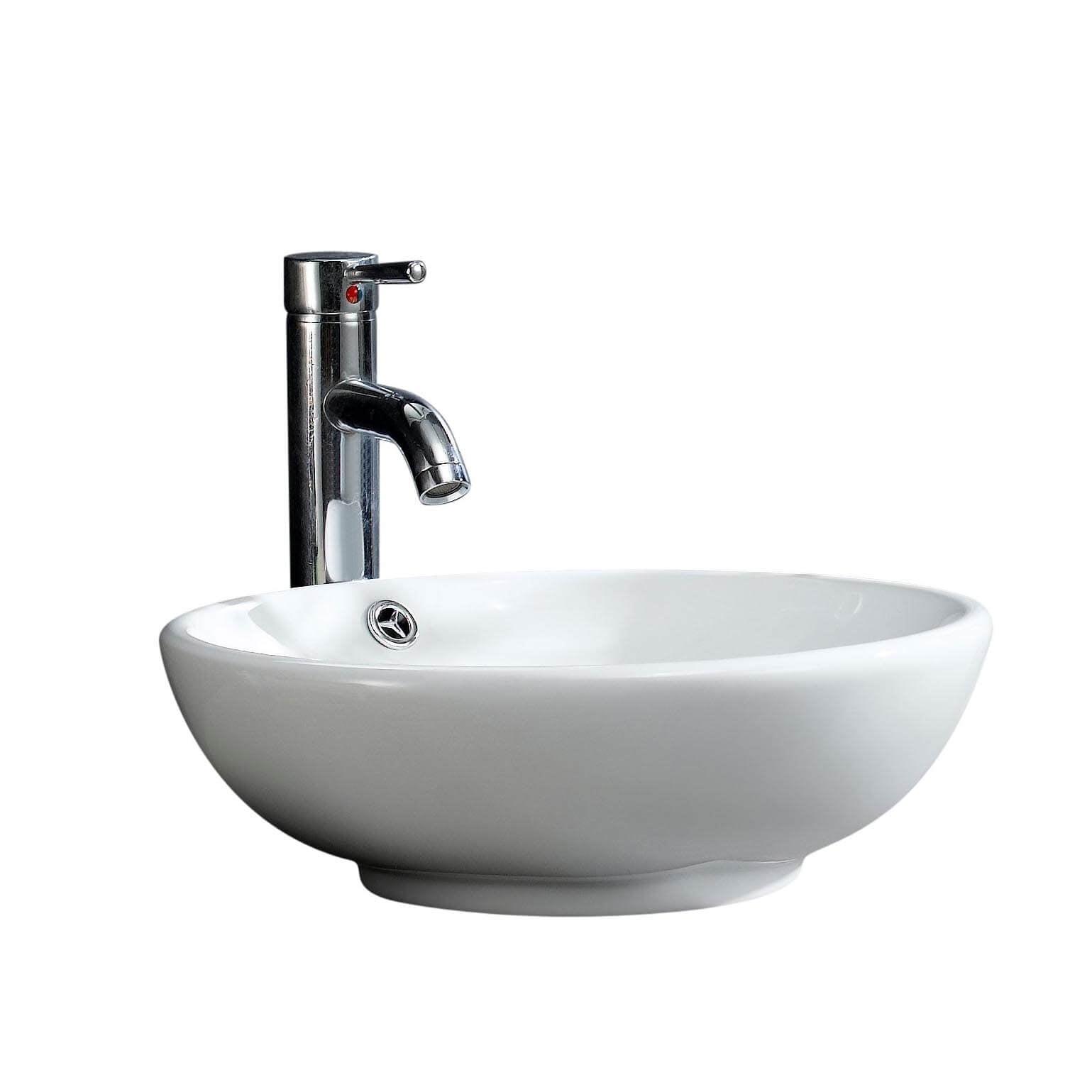 Fine Fixtures Round Vessel Sink Vitreous China with Overflow