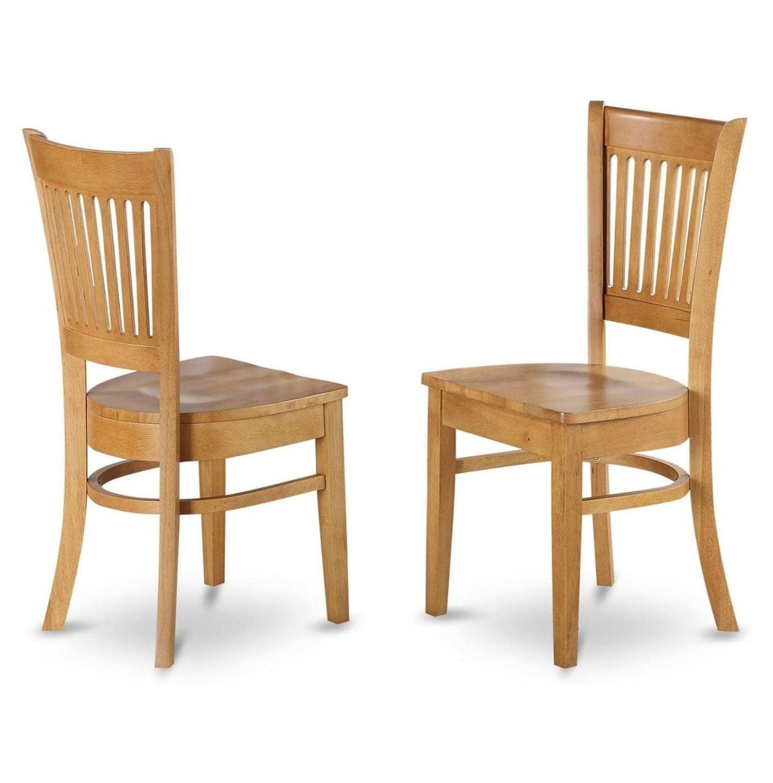 Vancouver Oak Wood Slat Back Dining Chairs, Set of 2