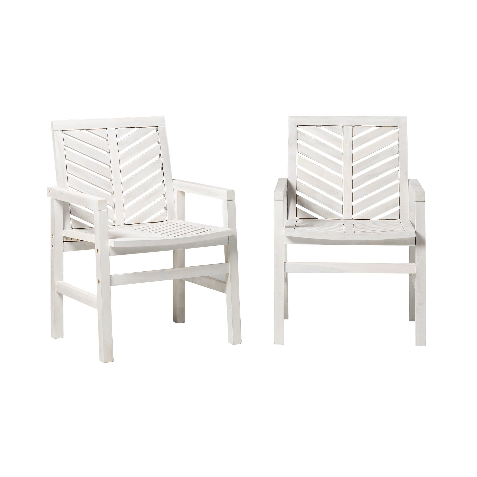 White Wash Acacia Wood Chevron Outdoor Patio Chair Set