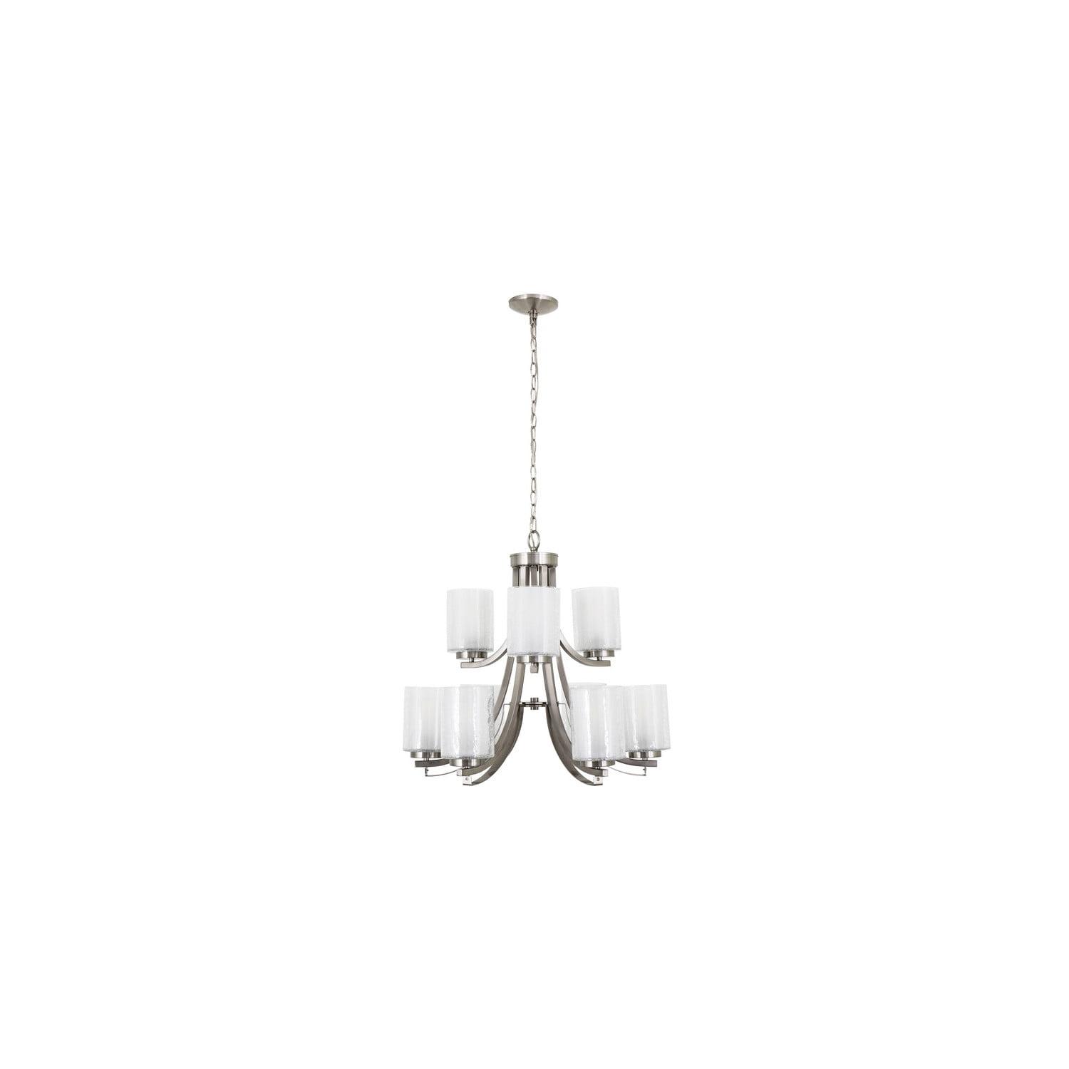 Modern Classic Satin Nickel Nine Light Chandelier