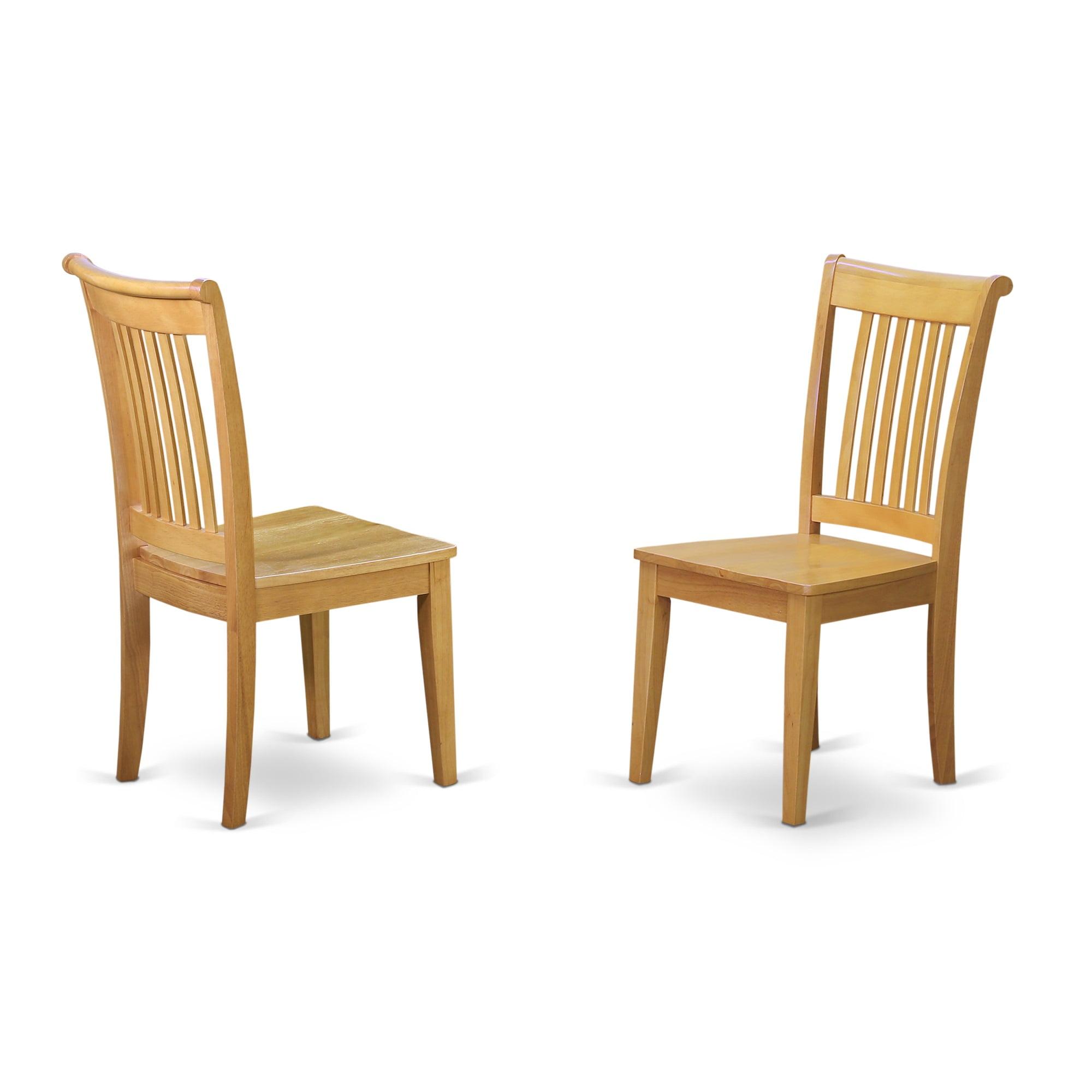 High Slat Back Oak Finish Wood Side Chair Set of 2