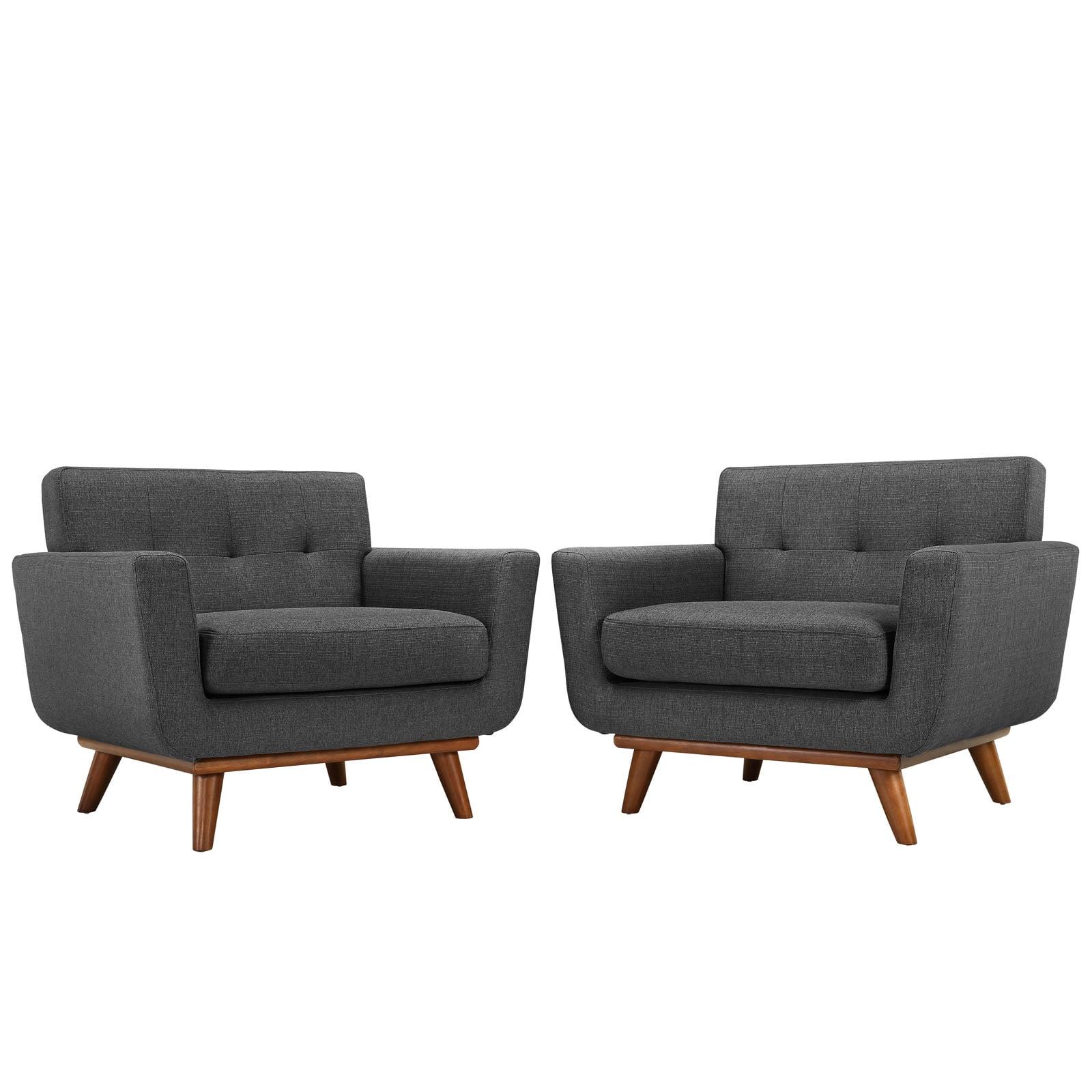 Modern Contemporary Living Room Armchair Set of Two Gray