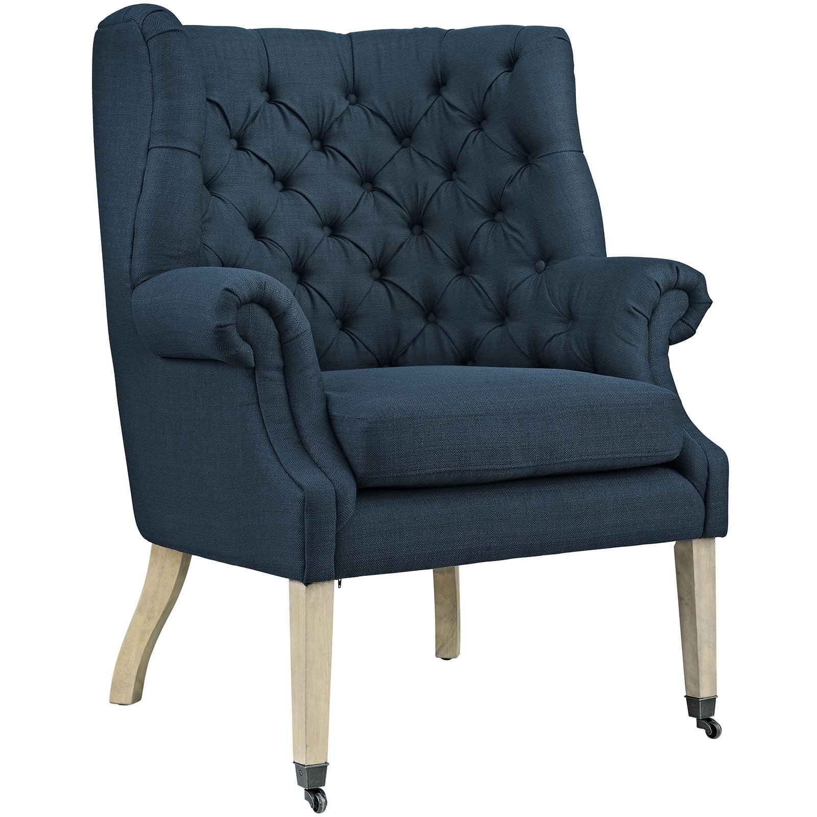 Modway Chart Upholstered Accent Chair with Casters in Azure