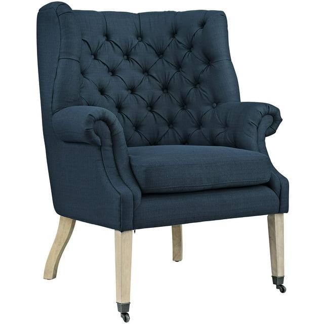 Modway Chart Upholstered Accent Chair with Casters in Azure