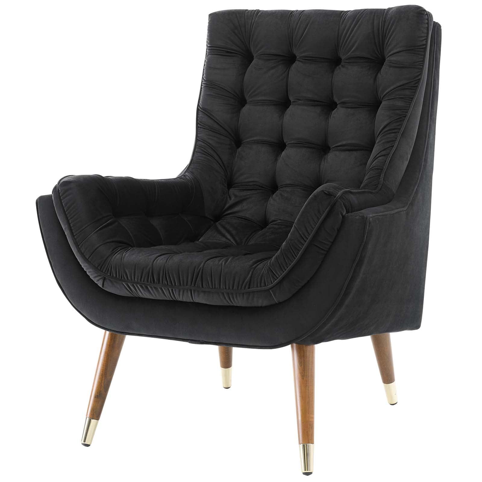 Modway Suggest Tufted Performance Velvet Lounge Chair in Black