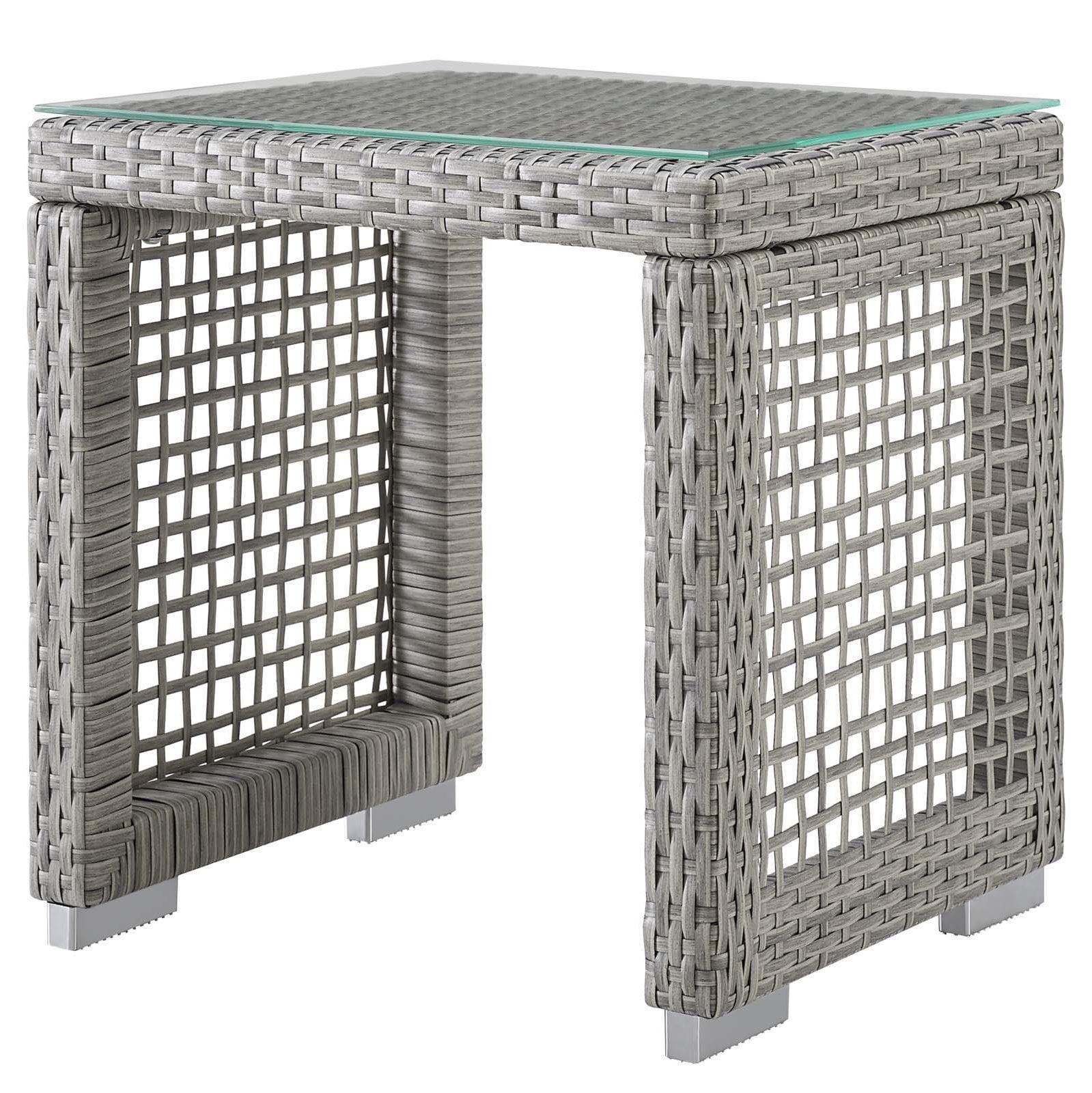 Modway Aura Outdoor Patio Wicker Rattan Side Table - Gray