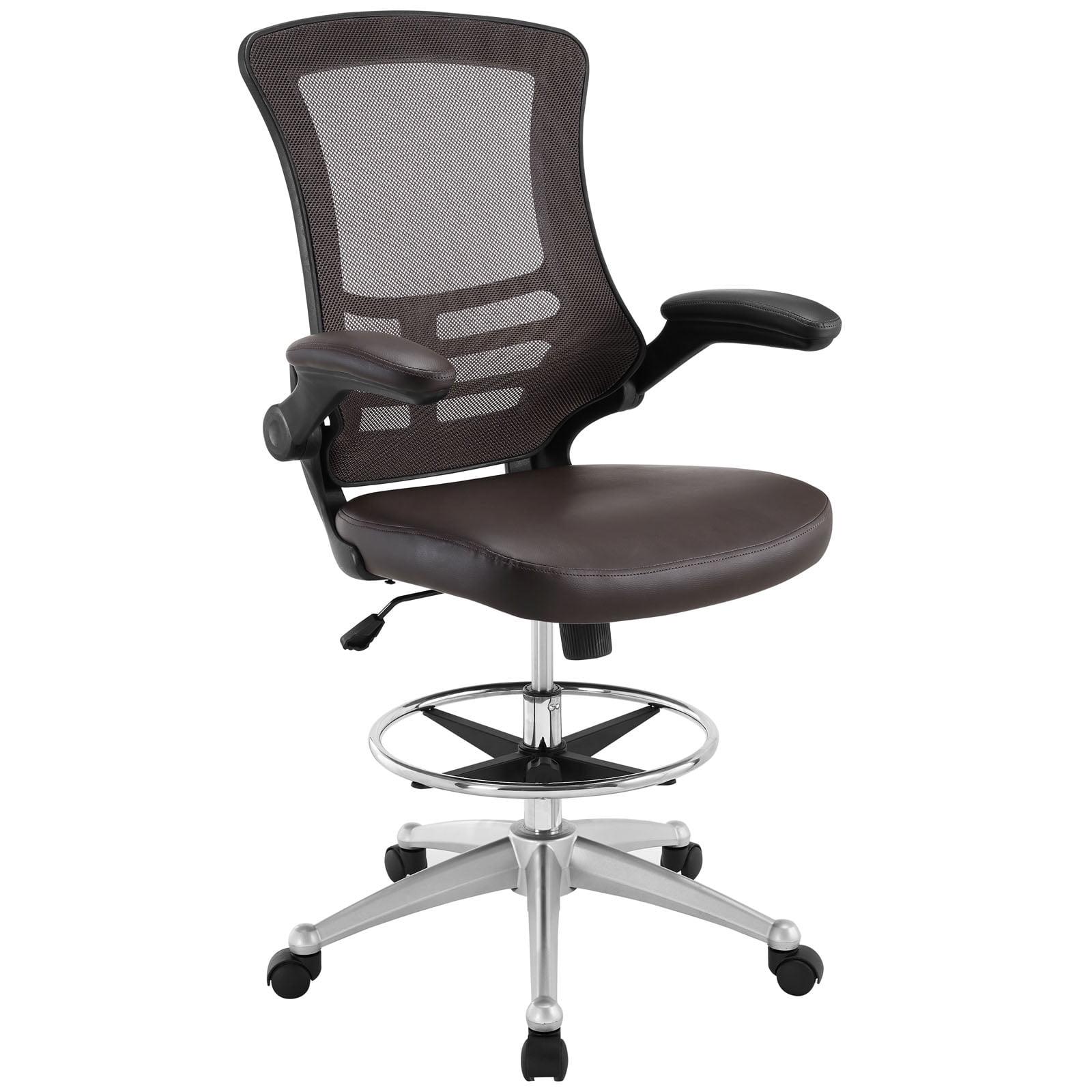 Modway Modway Attainment Vinyl Drafting Chair - Drafting Stool With Flip-Up Arm