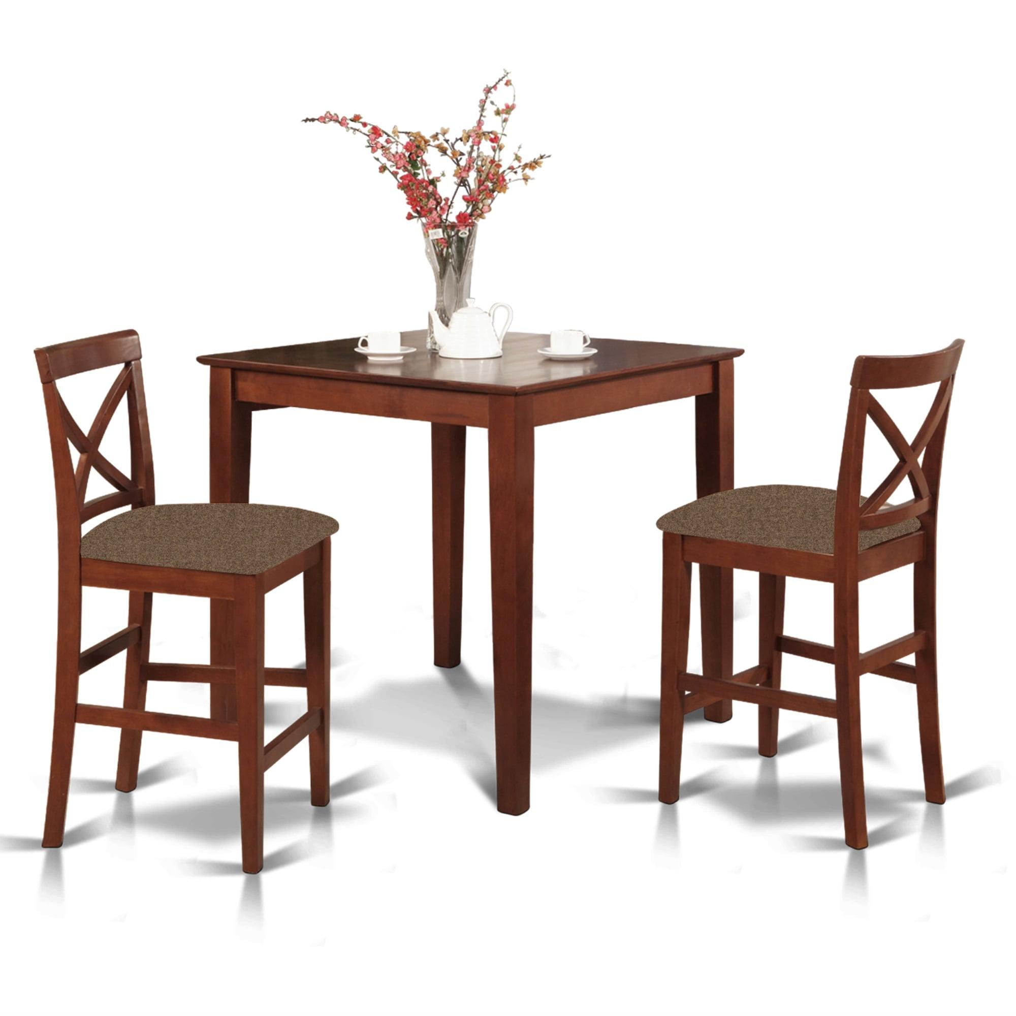 Hanoi Chic 3-Piece Counter Height Pub Set with X-Back Chairs - Brown