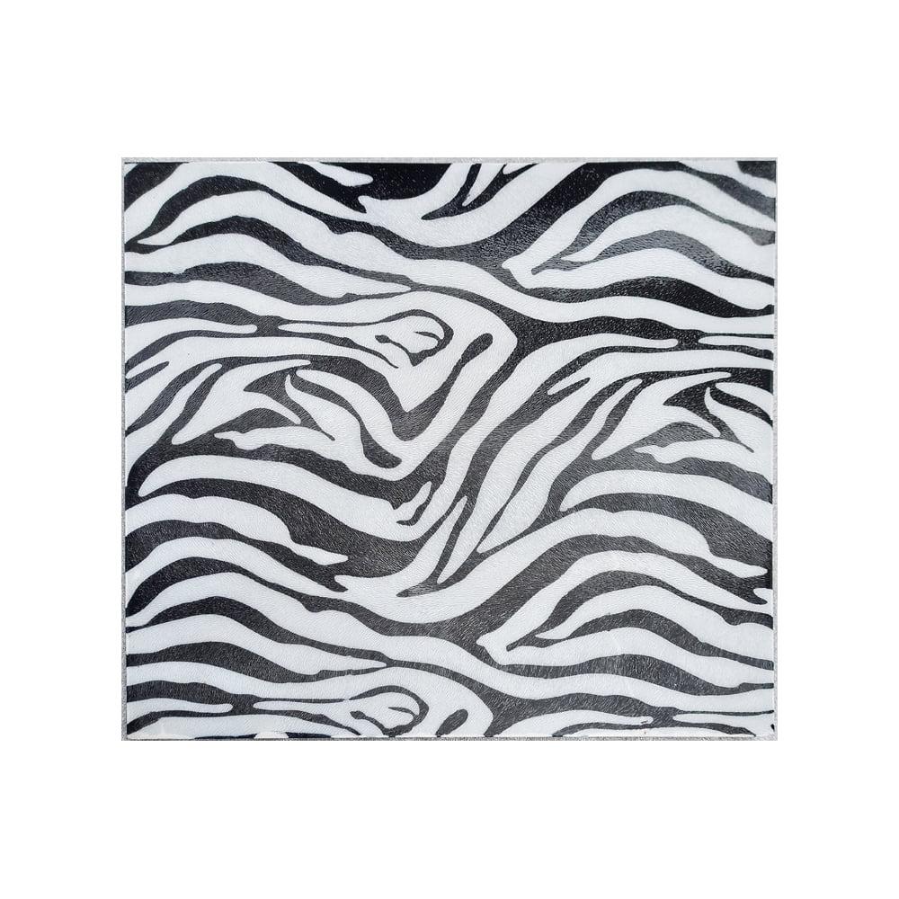 Zebra Essence 20'' Black & White Iron Faux Fur Wall Tile