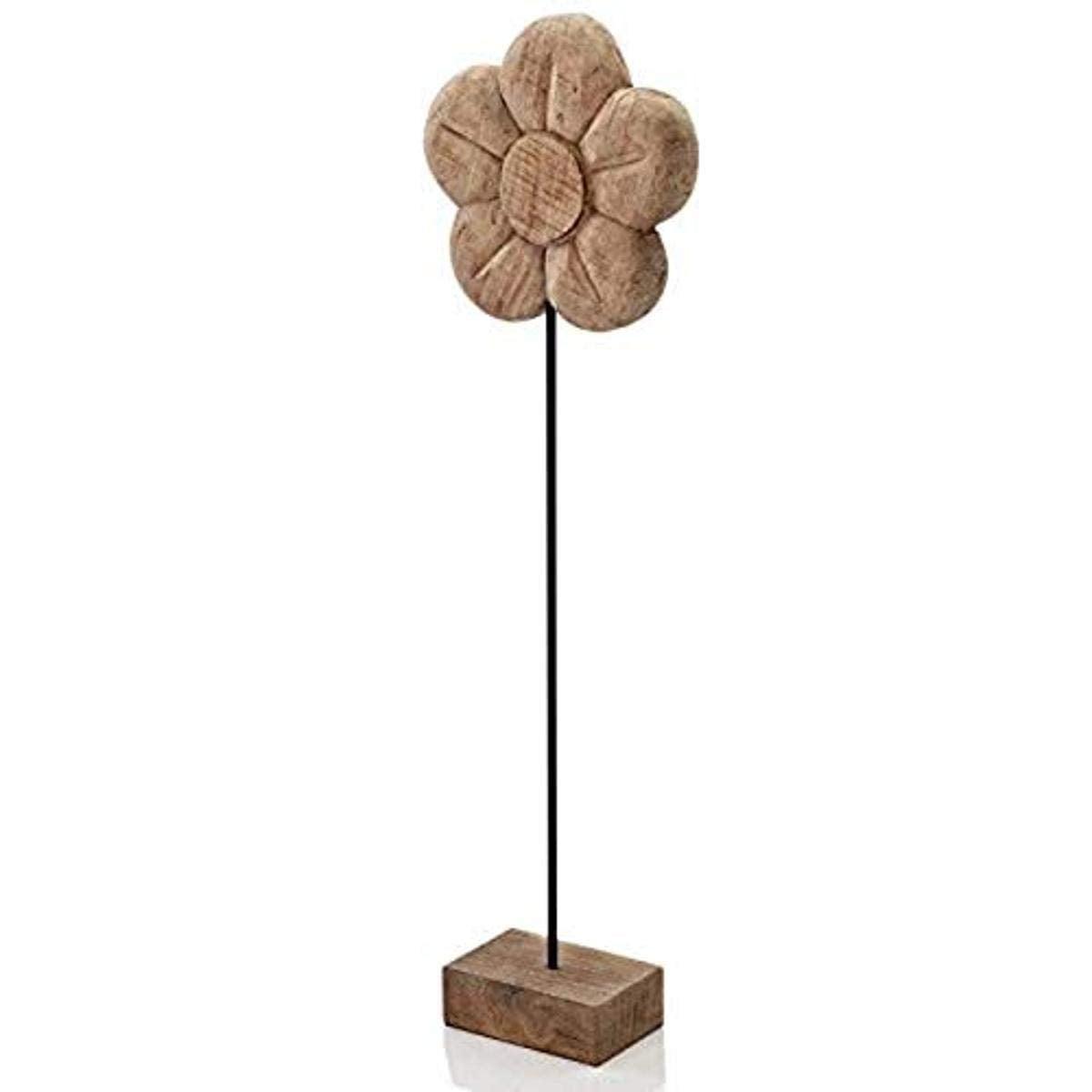 Rustic Carved Wood Daisy Flower on Stand - 33" Tall