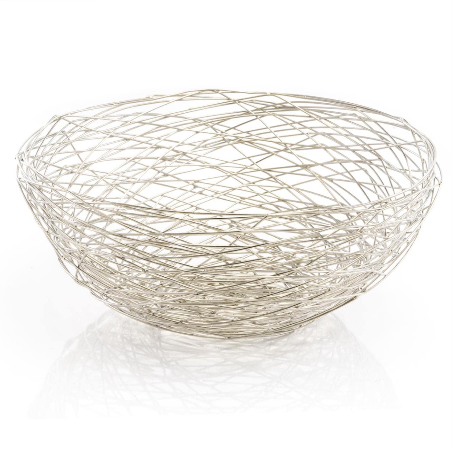 Elegant Silver Iron Wire 12oz Round Fruit Bowl