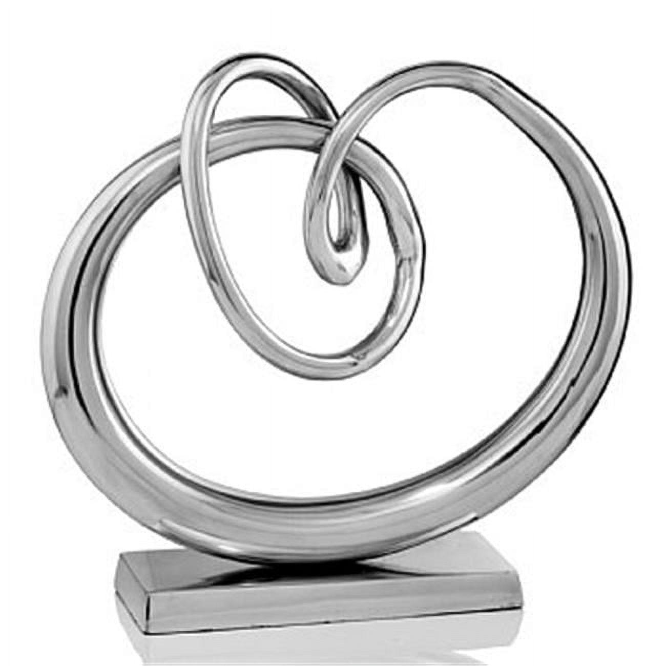 Sleek Silver Cast Aluminum Twisted Knot Statue