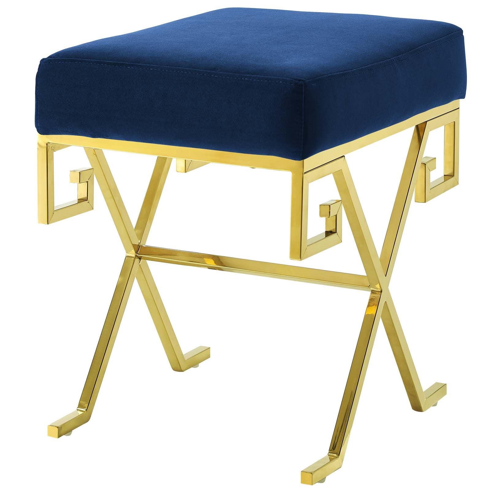 Modway Twist Performance Velvet Bench in Gold Navy