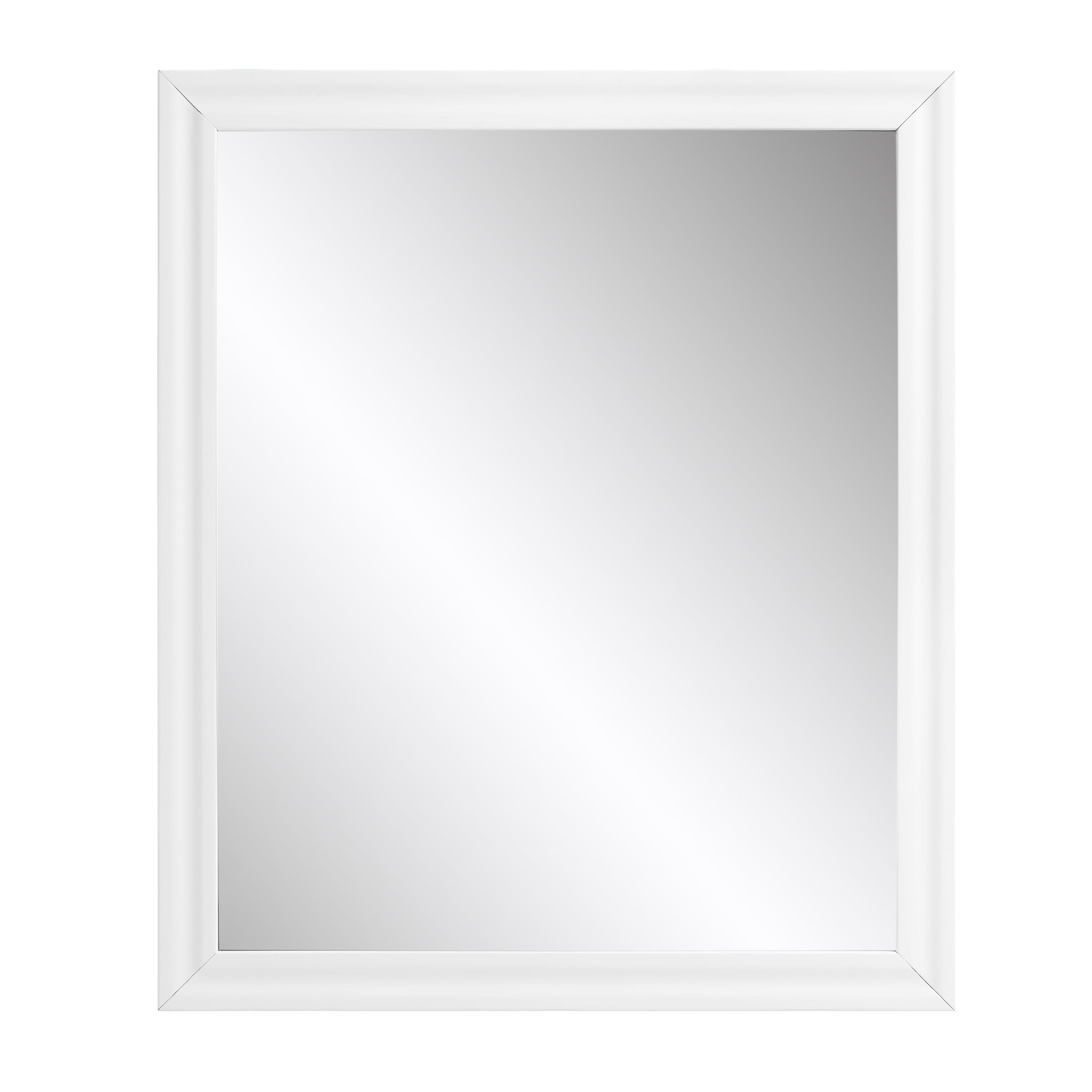 Gaines White High Gloss Rectangular Engineered Wood Wall Mirror