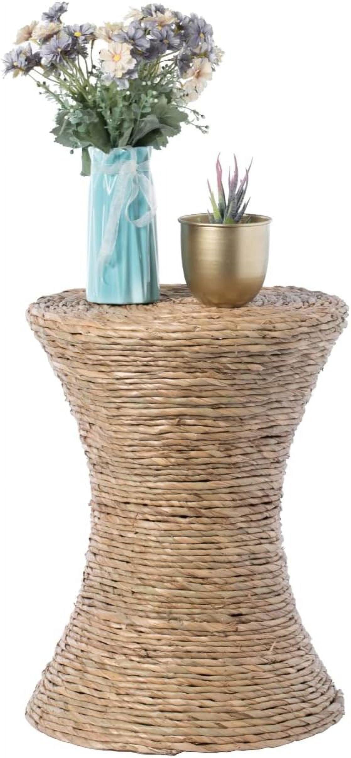 Rustic Hourglass Wicker 15" Round Side Table