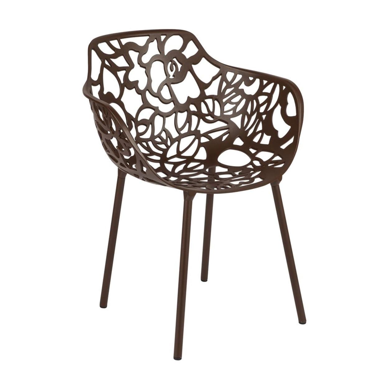 Devon Brown Aluminum Cut-Out Outdoor Dining Chair