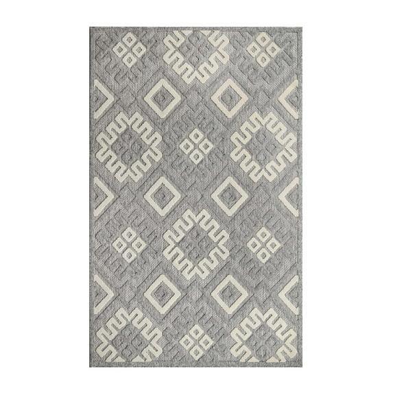 Modern Diamonds Geometric Indoor/Outdoor Area Rug, Gray, 5' 2" x 7' 2"