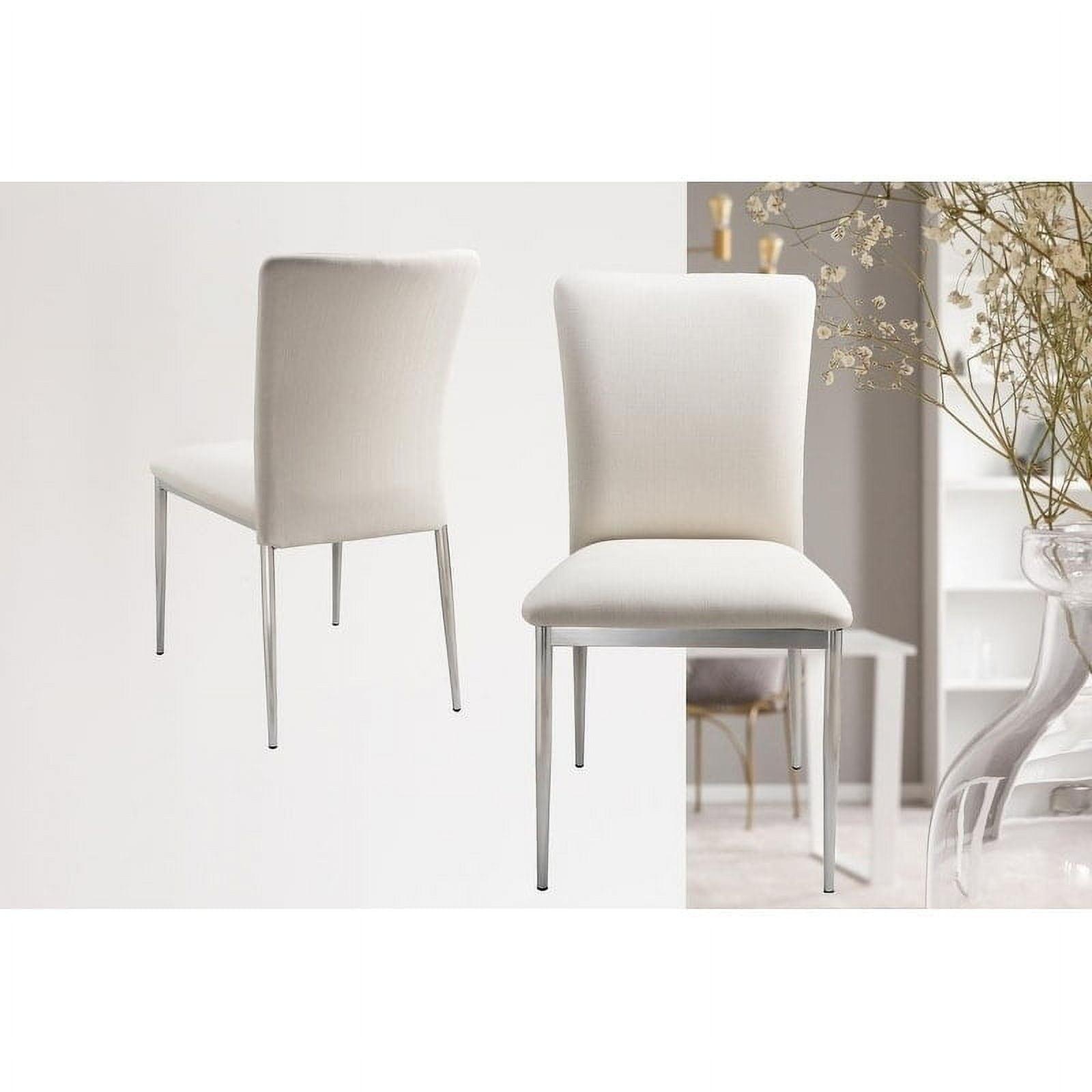 White Faux Leather Upholstered Side Chair with Metal Legs