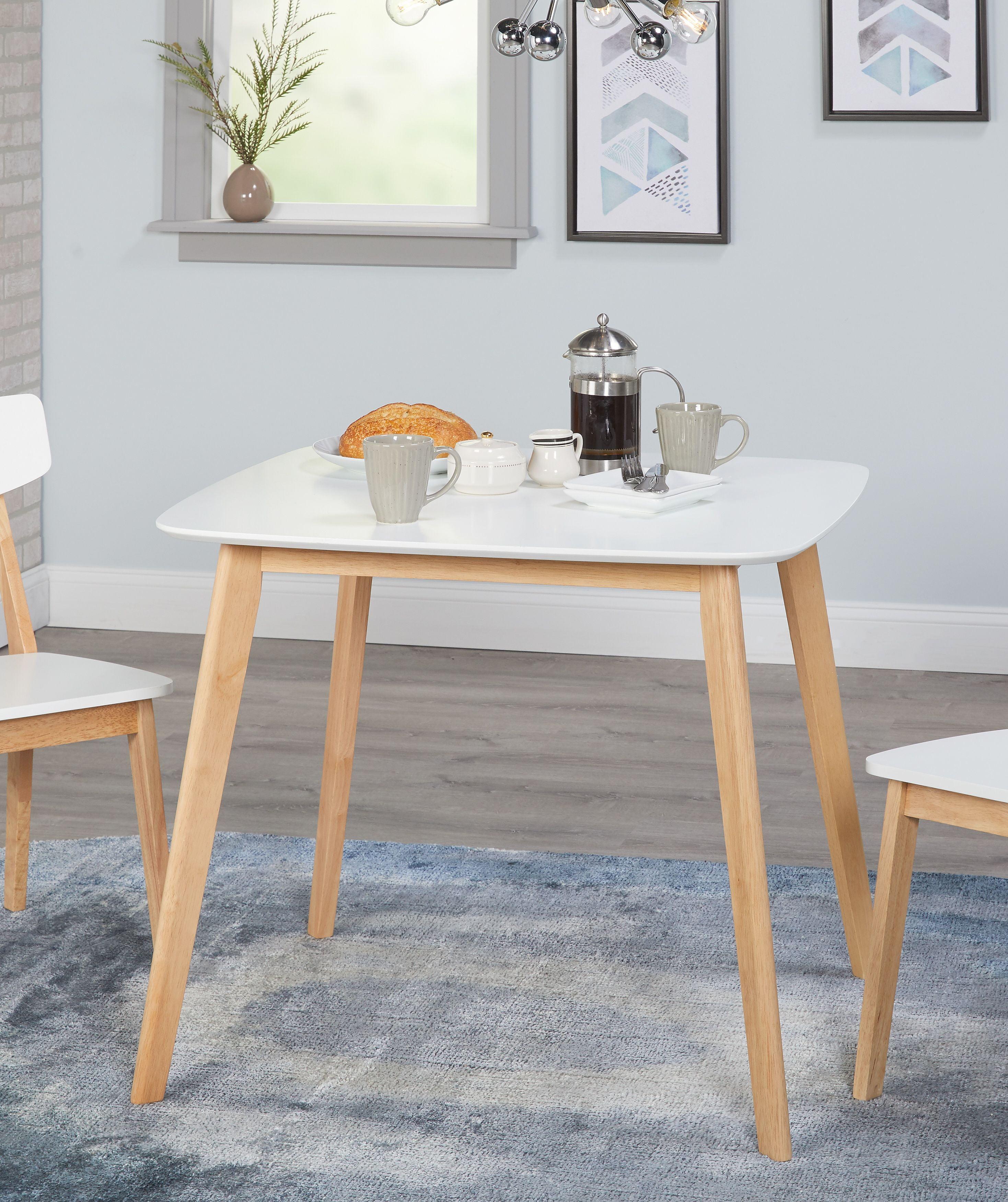 White and Natural Mid-Century Modern Dining Table