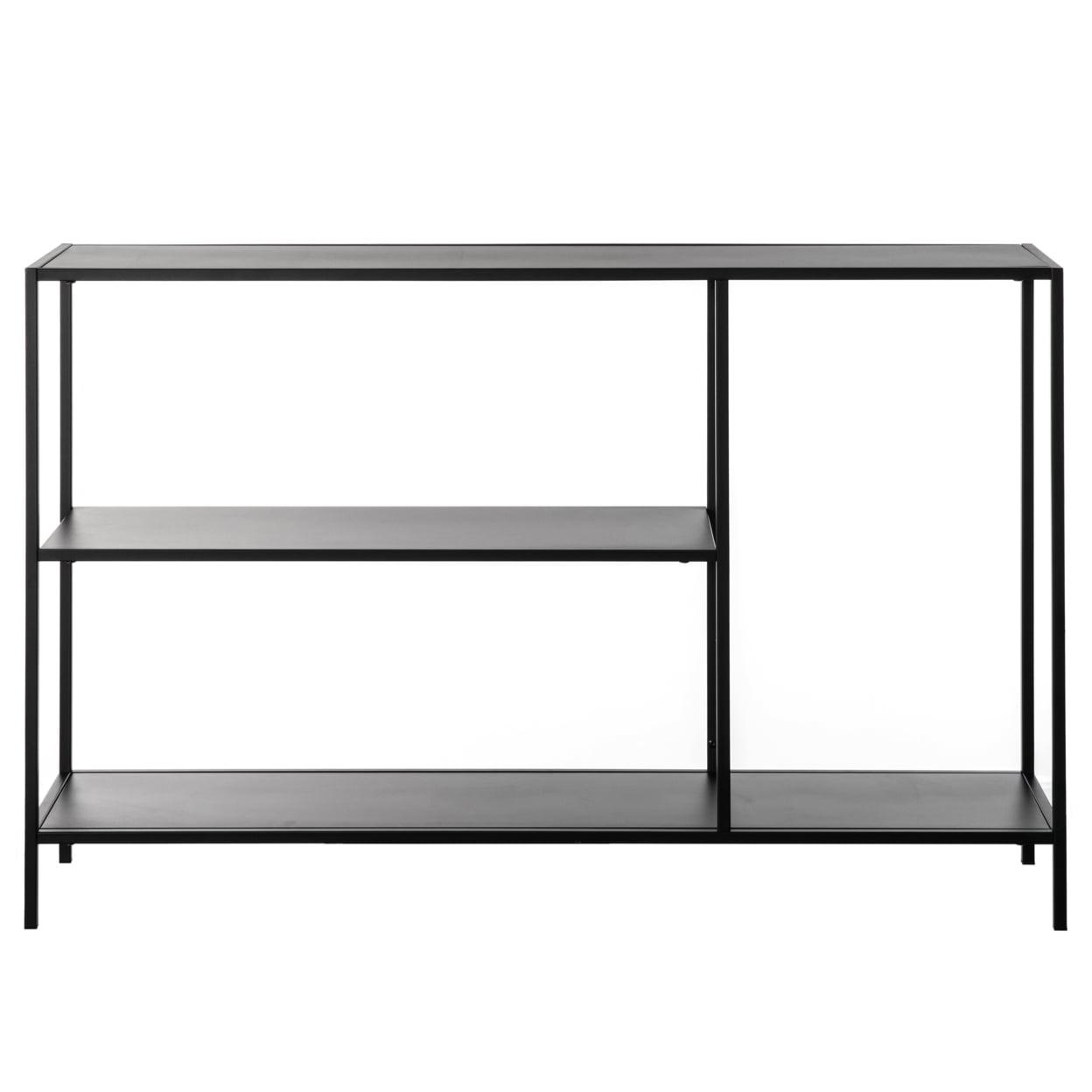 Black Metal Console Table with Open Shelves, 50" Modern Design