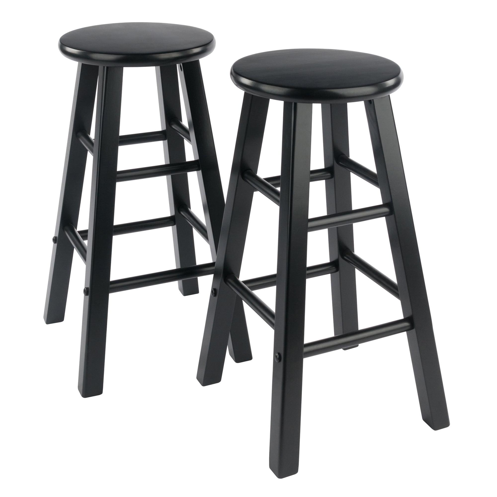 Adjustable Black Wood Backless Counter Stools Set