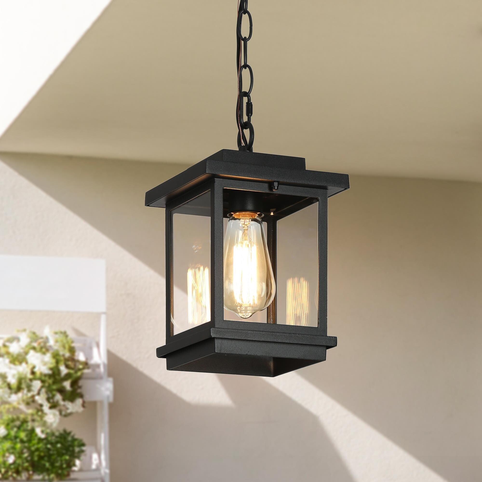 Matte Black Glass Mini Outdoor Pendant Light