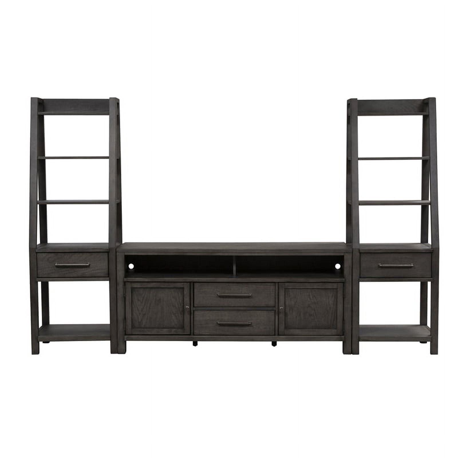 Modern Farmhouse Dark Gray Entertainment Center with Piers