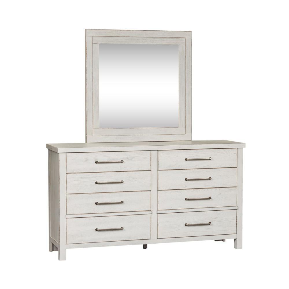 Farmhouse White Dresser with Mirror and Soft Close Drawers