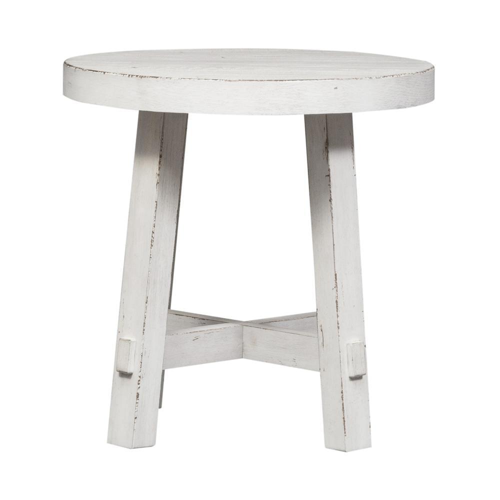 Transitional White Oak Splay Leg Round End Table