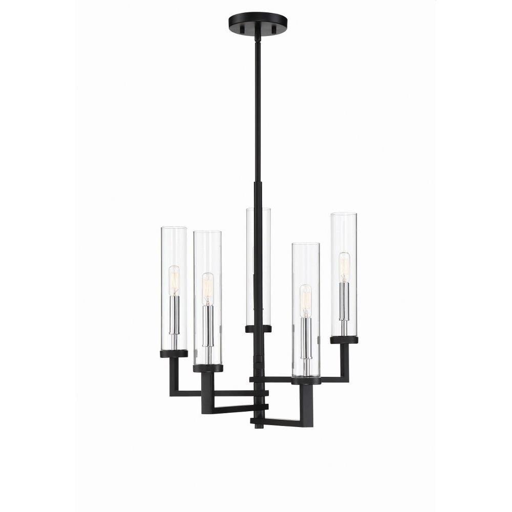 Savoy House Folsom 5 - Light Chandelier in  Matte Black/Polished Chrome