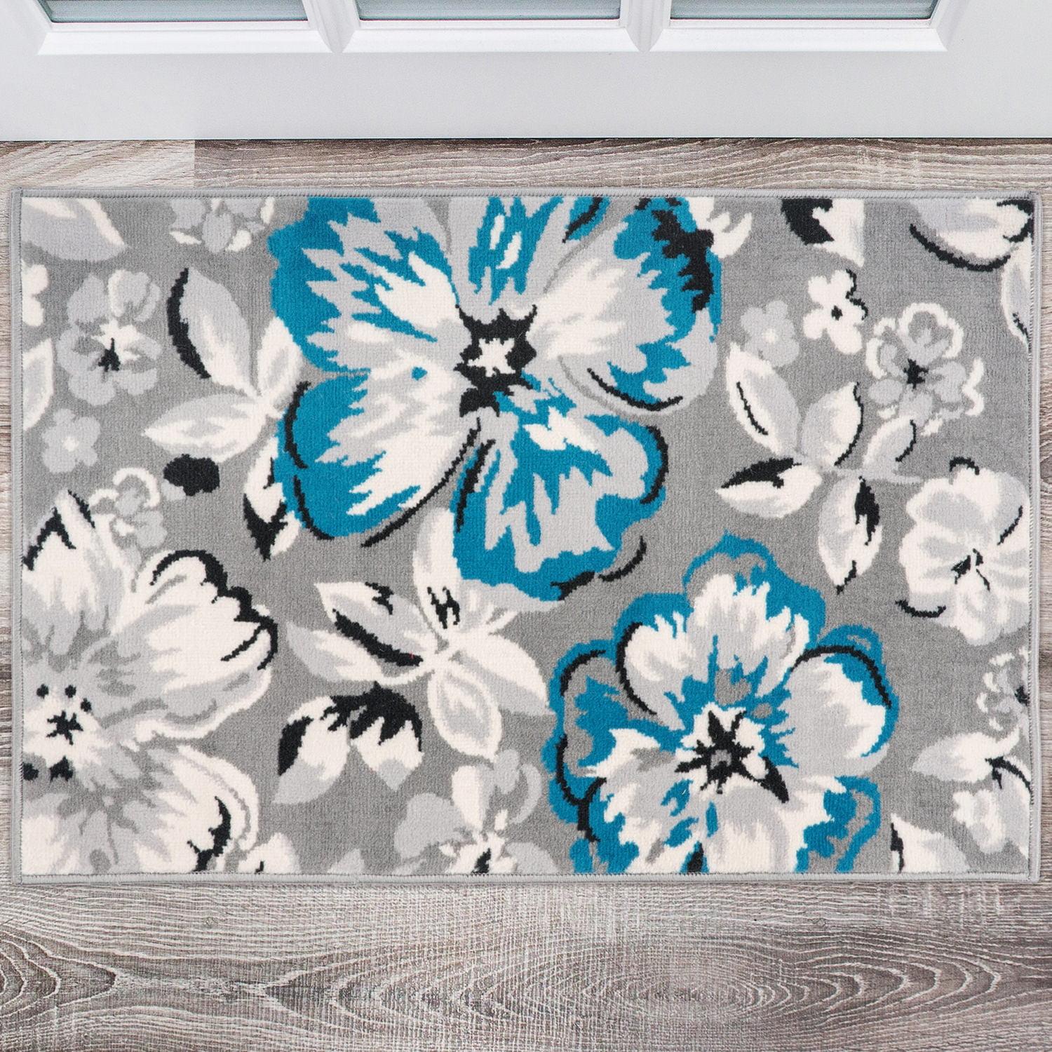 World Rug Gallery Modern Floral Design Blue 2' x 3' Area Rug