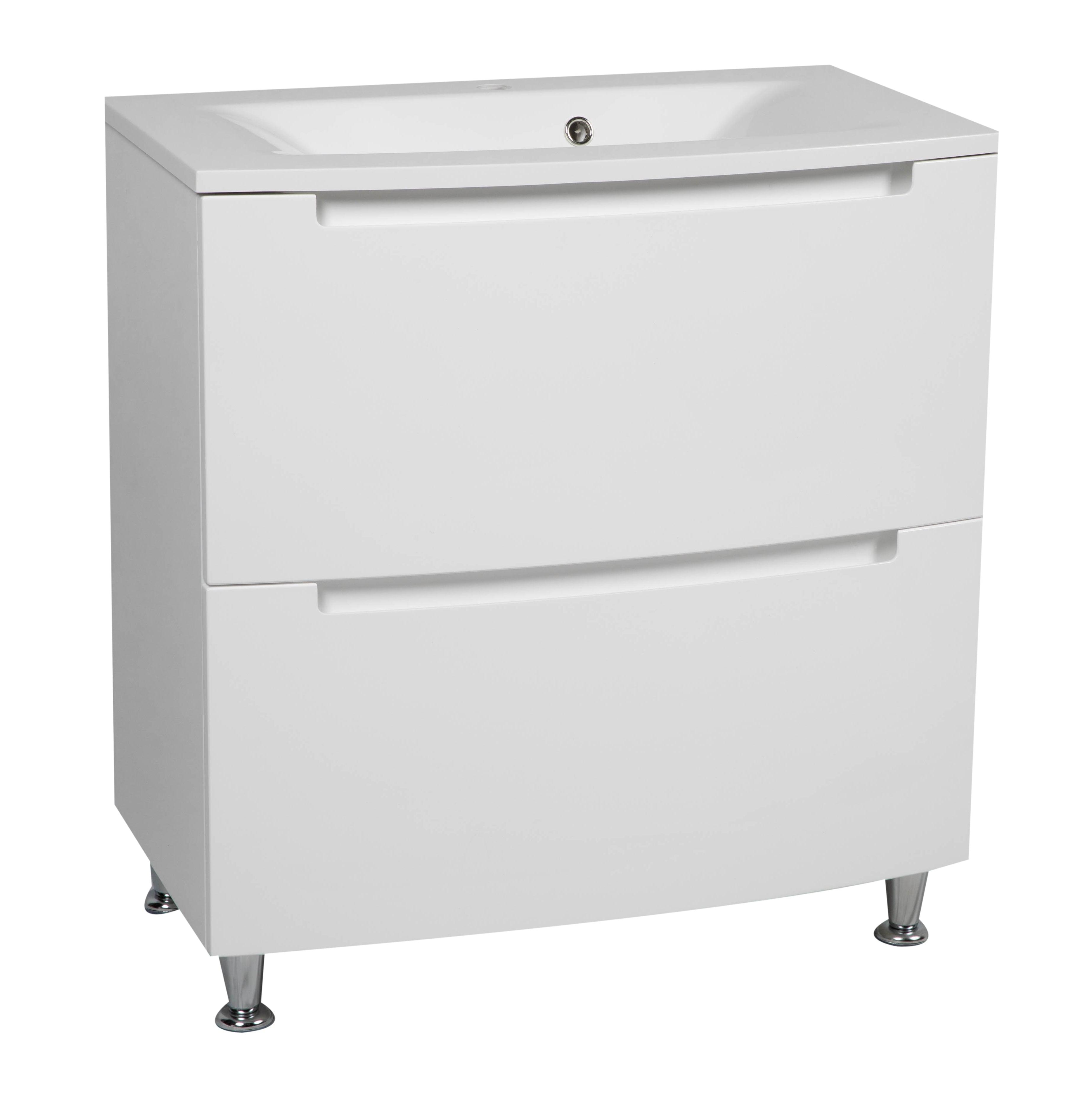 Modern Free standing Bathroom Vanity with Washbasin | Delux White HighGloss Collection | Non-Toxic Fire-Resistant MDF-80" (40+40)-Simple Collection 40"