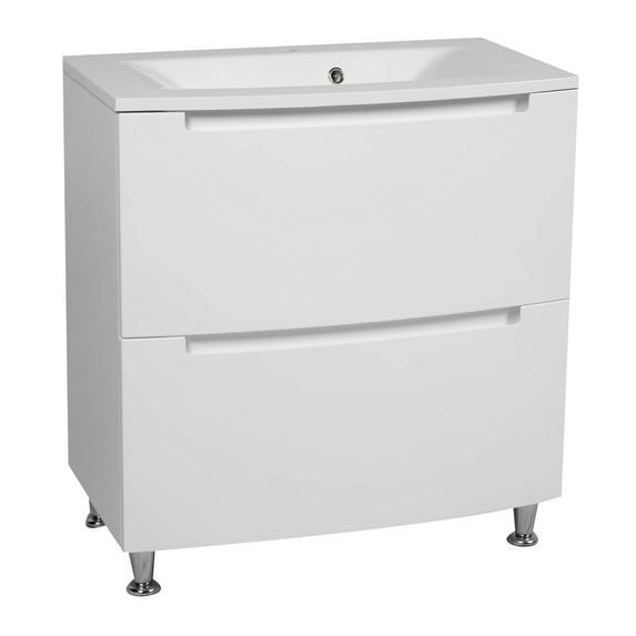 Modern Free standing Bathroom Vanity with Washbasin | Delux White HighGloss Collection | Non-Toxic Fire-Resistant MDF-80" (40+40)-Simple Collection 40"
