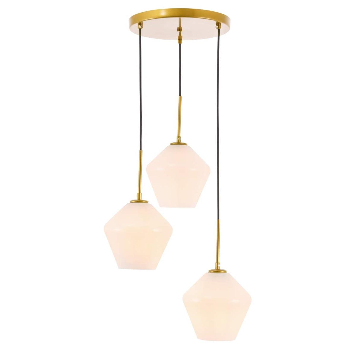 Modern Brass and Frosted White Glass Pendant Light